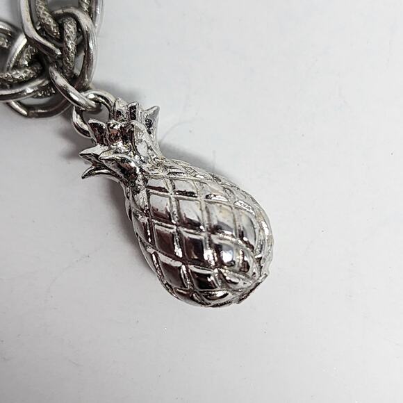 Sterling Silver Antique Pineapple Vintage Bracelet Charm - Picture 1 of 2